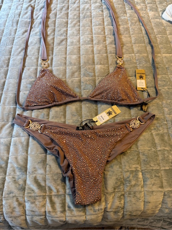 Gianni Bini Other - Gianni Bini Mauve Rhinestone Triangle Bikini Set
